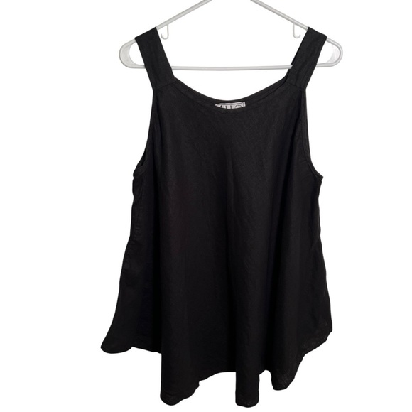 Ali Designer Dresses & Skirts - Ali Designer Women's Sleeveless Swing Tunic Mini Dress Black V-Neck Linen A-Line